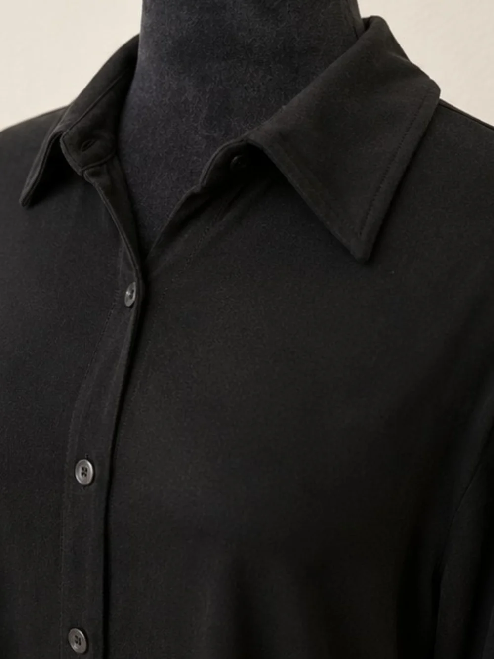 Black Blouse Large Long Sleeves 100%Cotton - Picture 4 of 5
